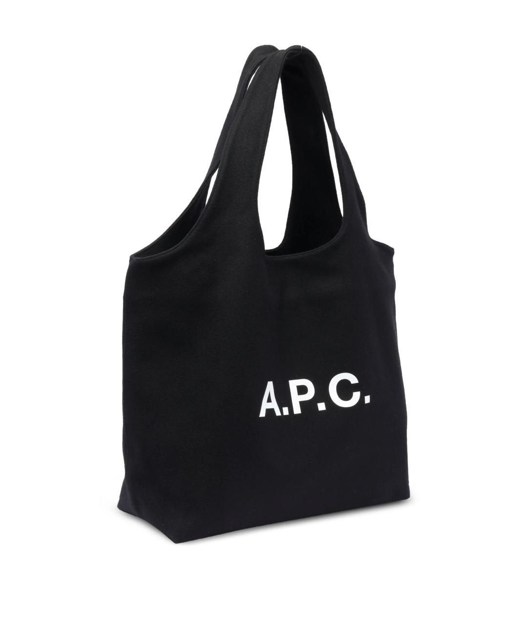A.P.C. Черная шерстяная сумка тоут, фото 4