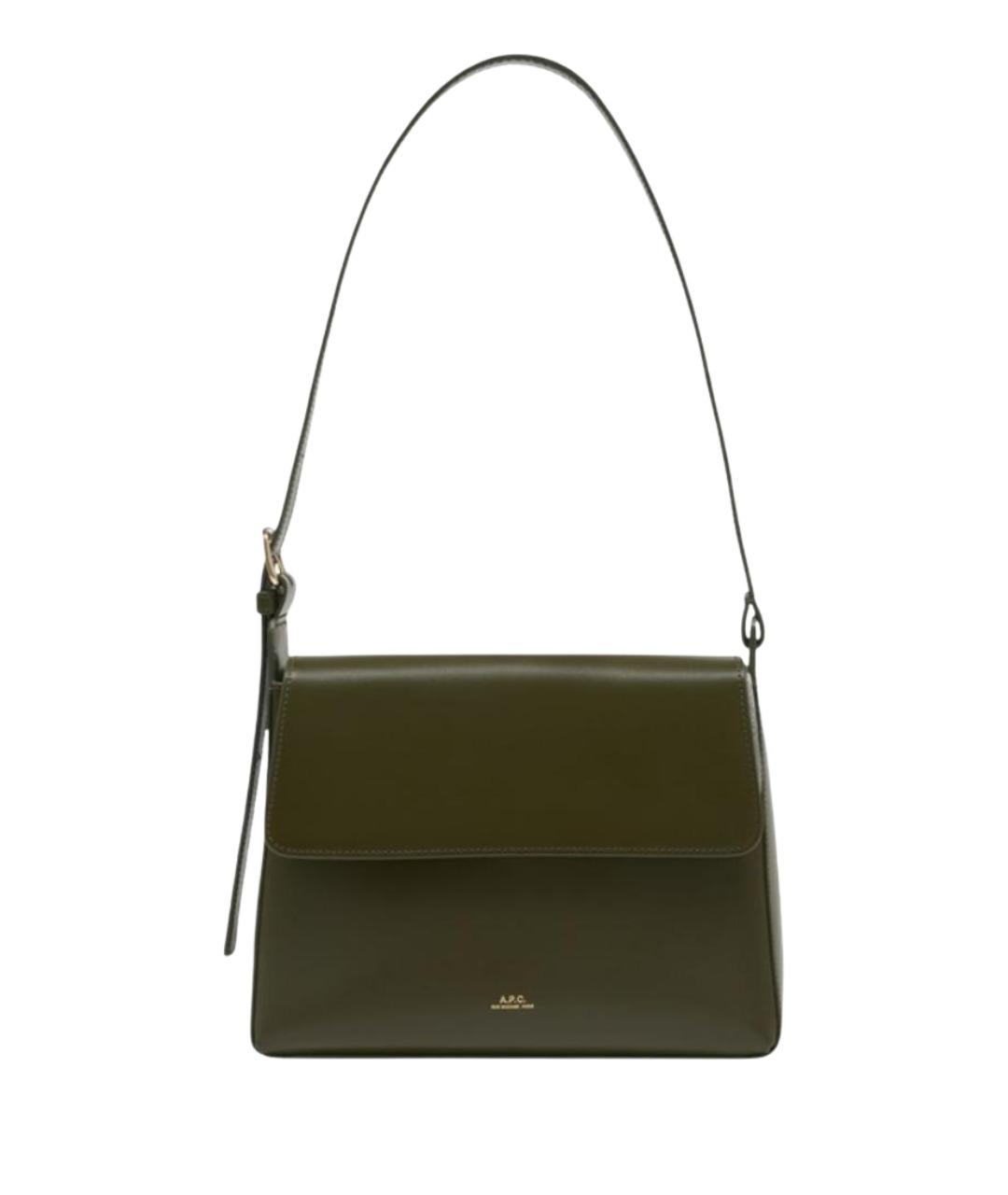 A.P.C. Хаки кожаная сумка через плечо, фото 3