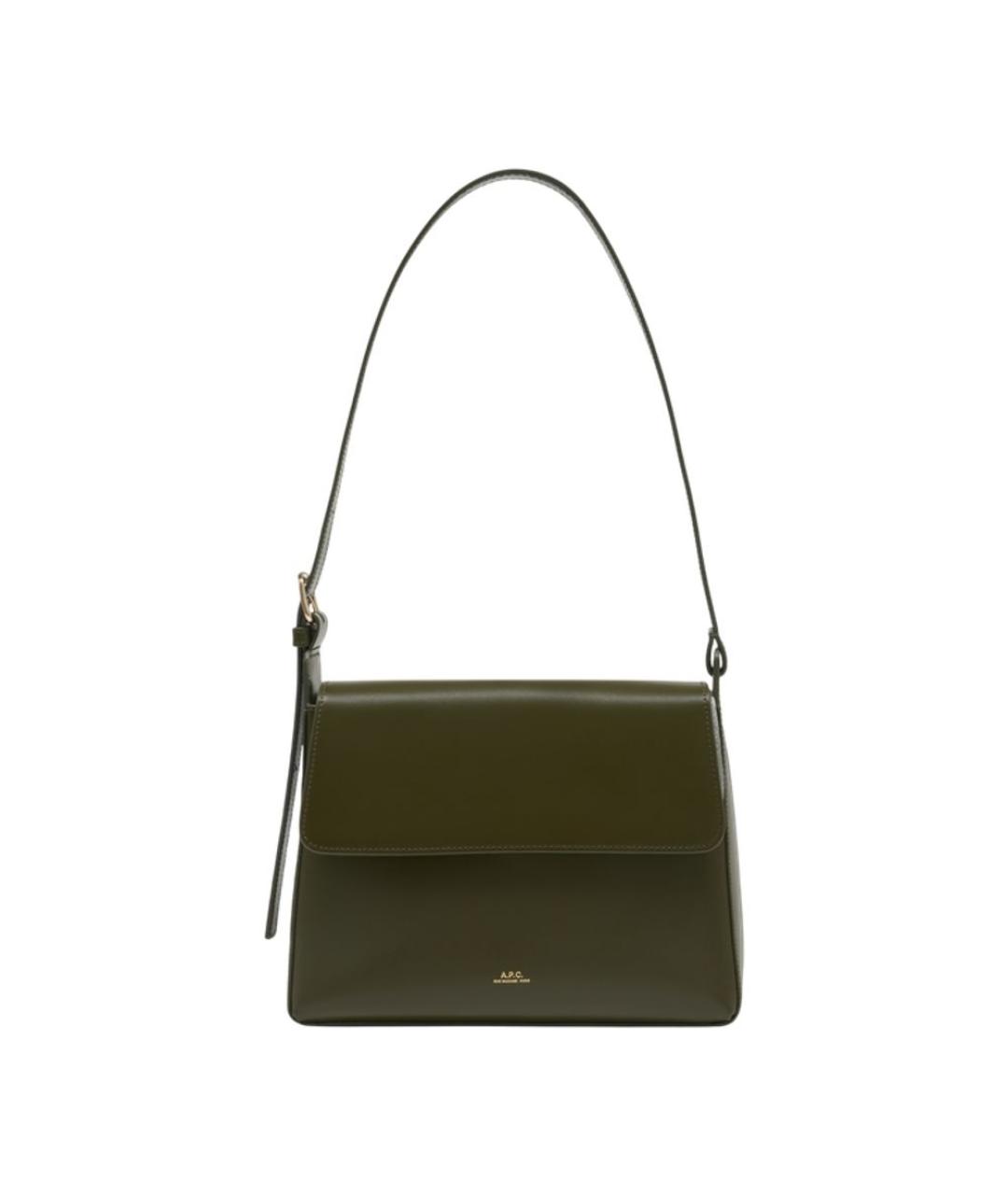 A.P.C. Хаки кожаная сумка через плечо, фото 1