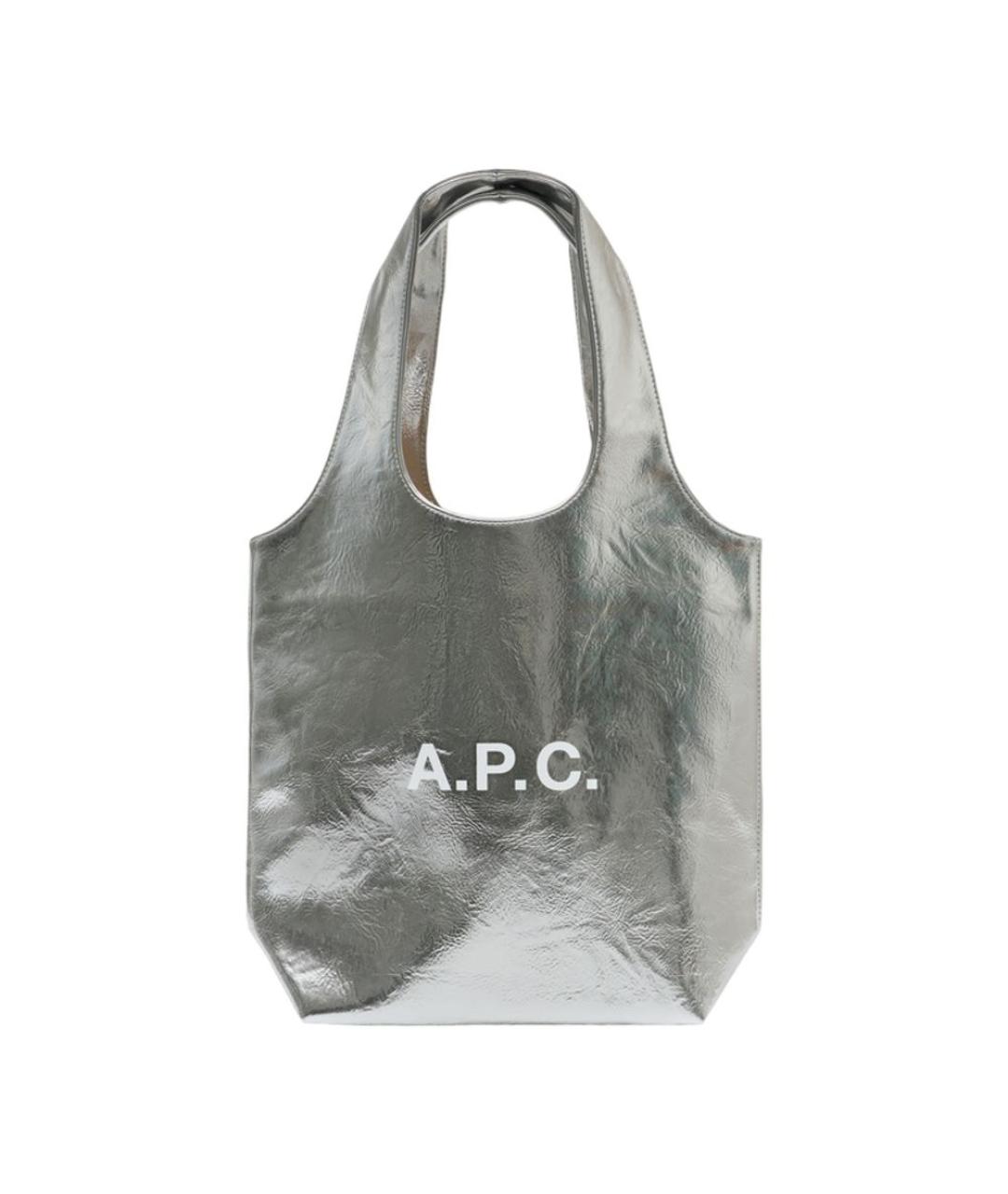 A.P.C. Серебряная синтетическая сумка тоут, фото 3