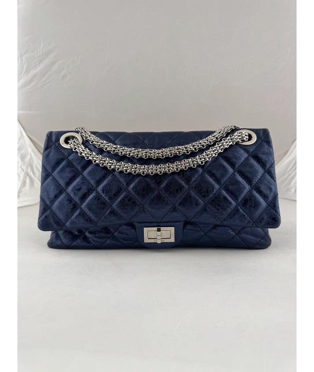 CHANEL Темно-синяя кожаная сумка через плечо, фото 5