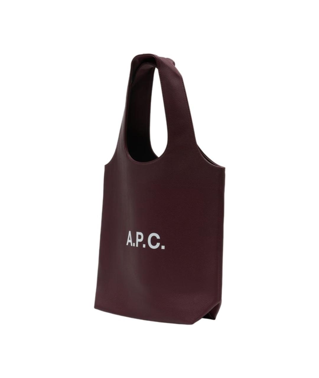 A.P.C. Бордовая синтетическая сумка тоут, фото 2