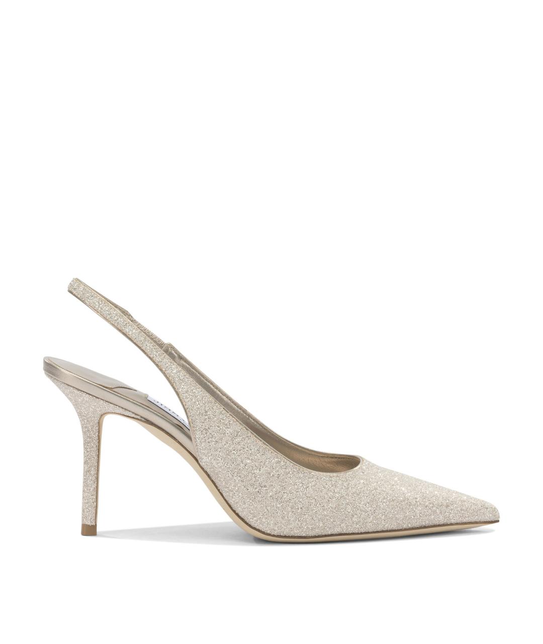 JIMMY CHOO Золотые текстильные туфли, фото 1