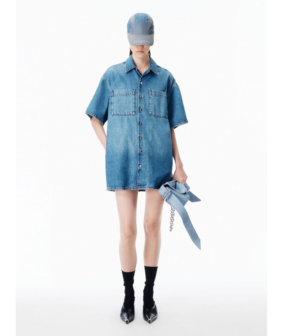 ALEXANDER WANG Синее хлопковое повседневное платье, фото 2