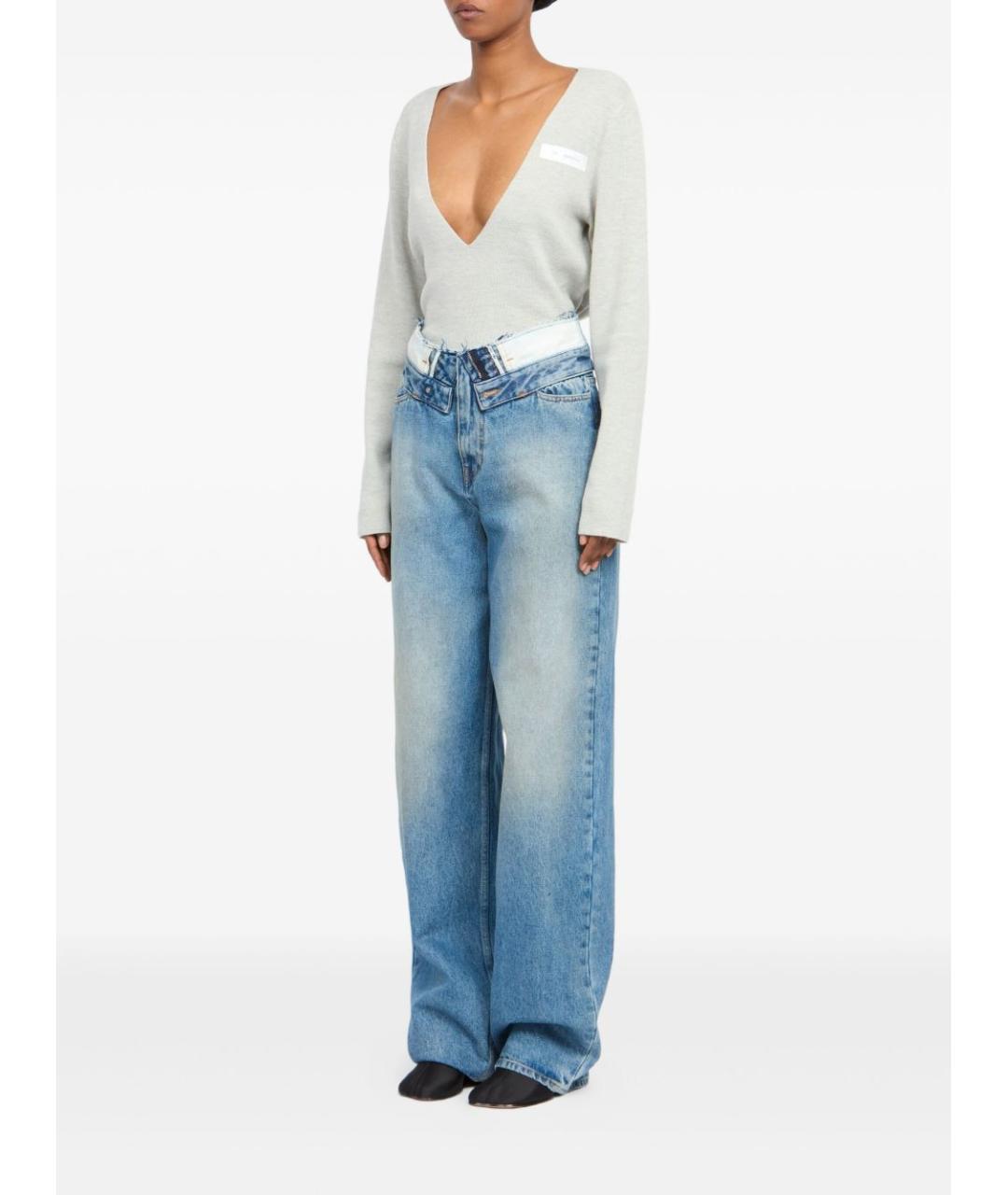 MM6 MAISON MARGIELA Голубые хлопковые прямые джинсы, фото 3