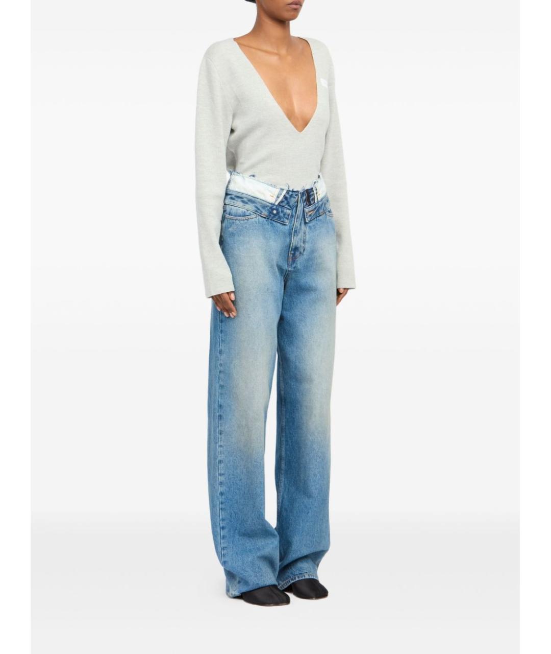 MM6 MAISON MARGIELA Голубые хлопковые прямые джинсы, фото 4