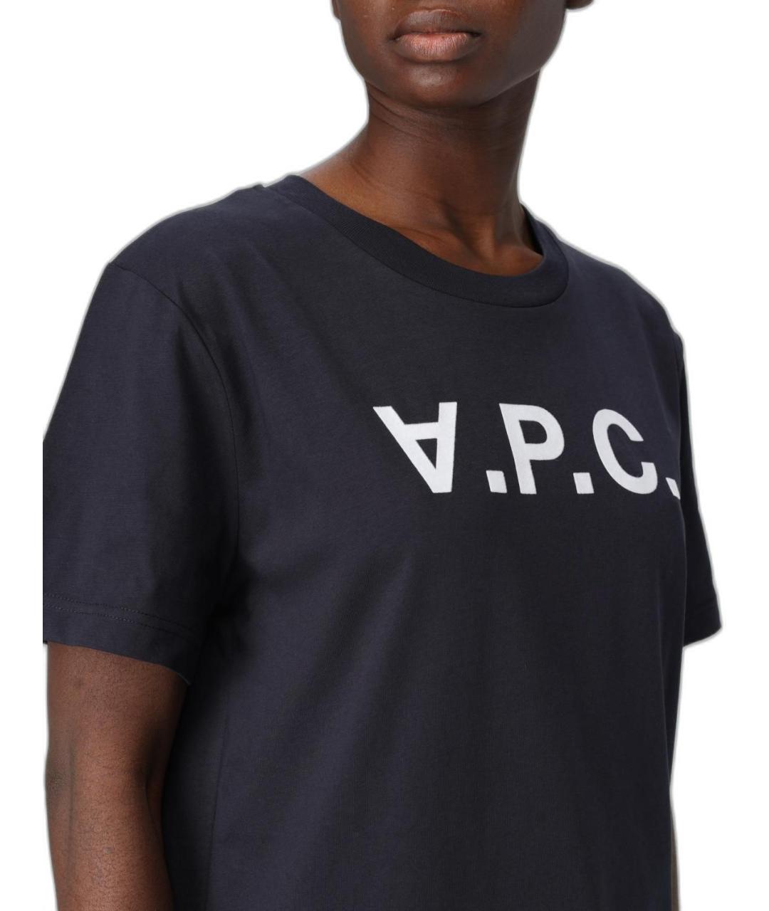 A.P.C. Темно-синяя хлопковая футболка, фото 3