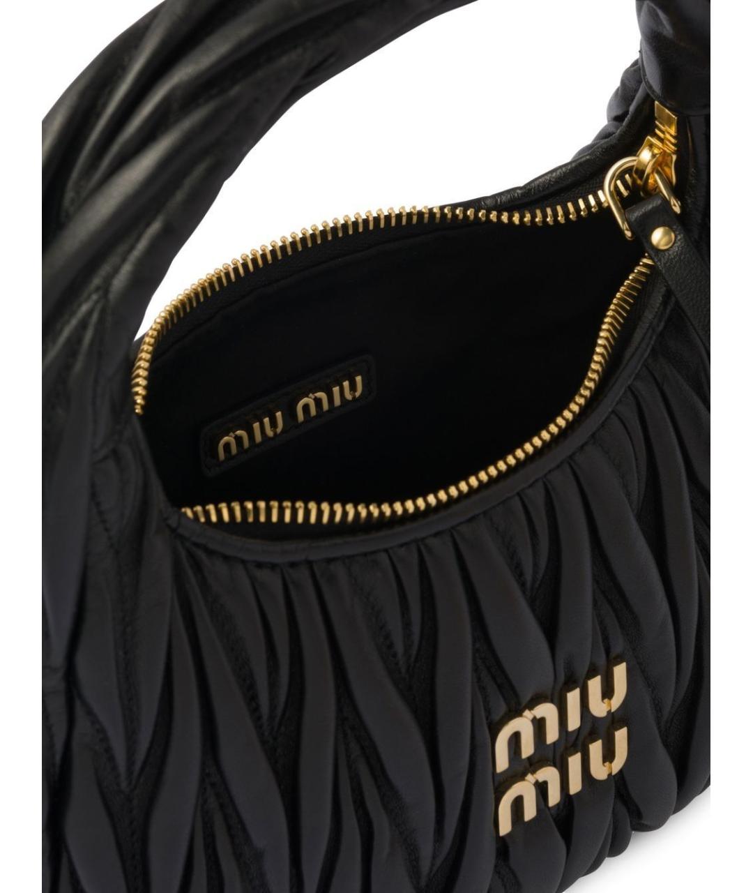 MIU MIU Черная кожаная сумка с короткими ручками, фото 5