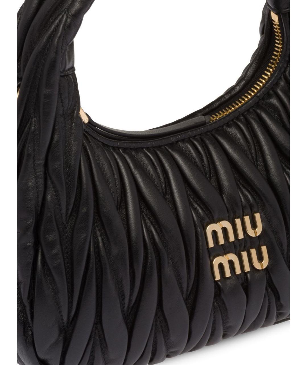 MIU MIU Черная кожаная сумка с короткими ручками, фото 4