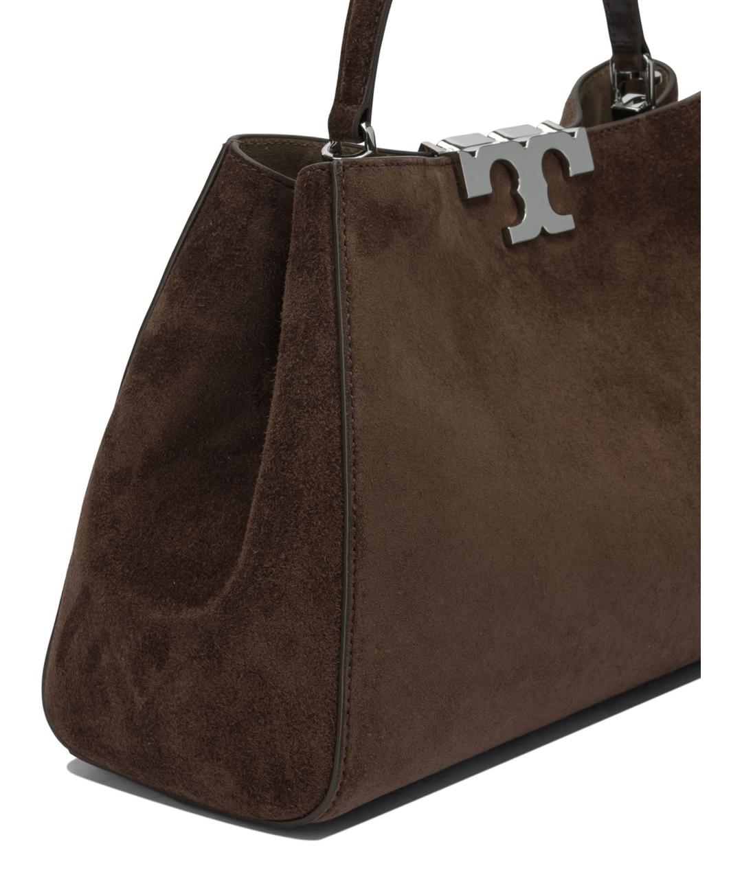 TORY BURCH Коричневая замшевая сумка с короткими ручками, фото 4