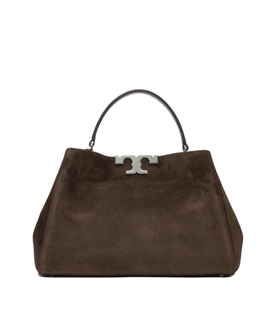 TORY BURCH Коричневая замшевая сумка с короткими ручками, фото 1