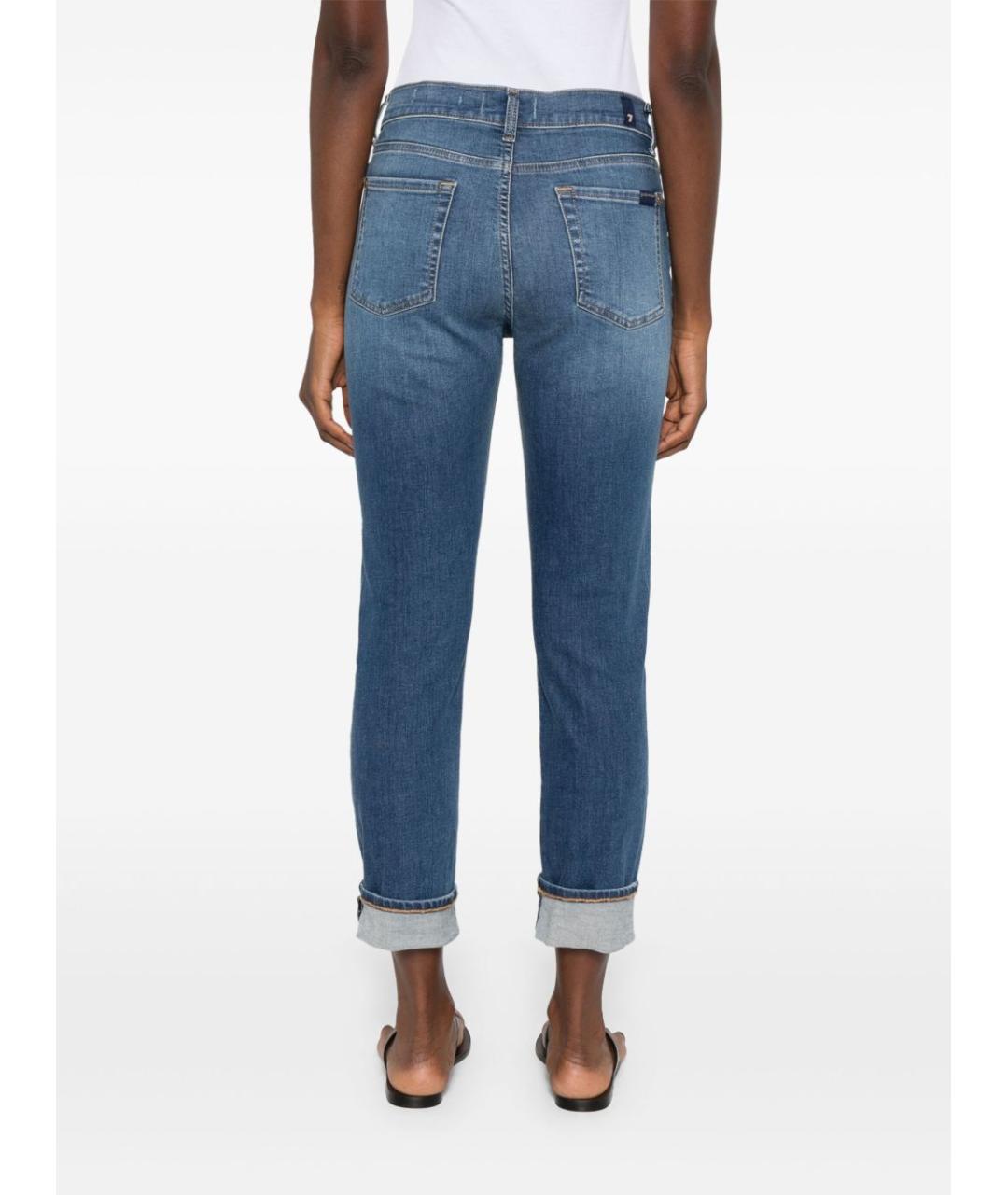 7 FOR ALL MANKIND Синие хлопковые джинсы слим, фото 3