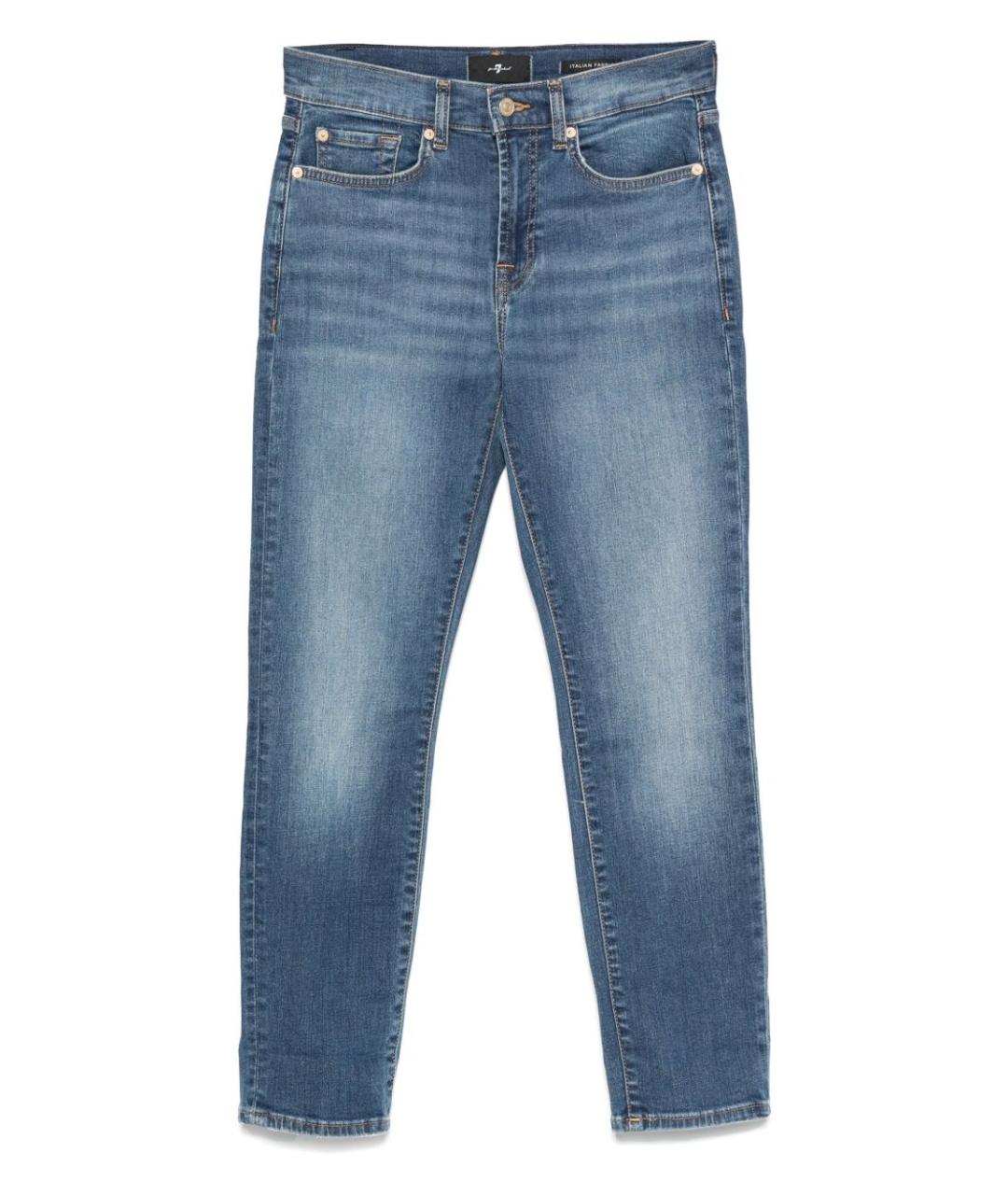 7 FOR ALL MANKIND Синие хлопковые джинсы слим, фото 1