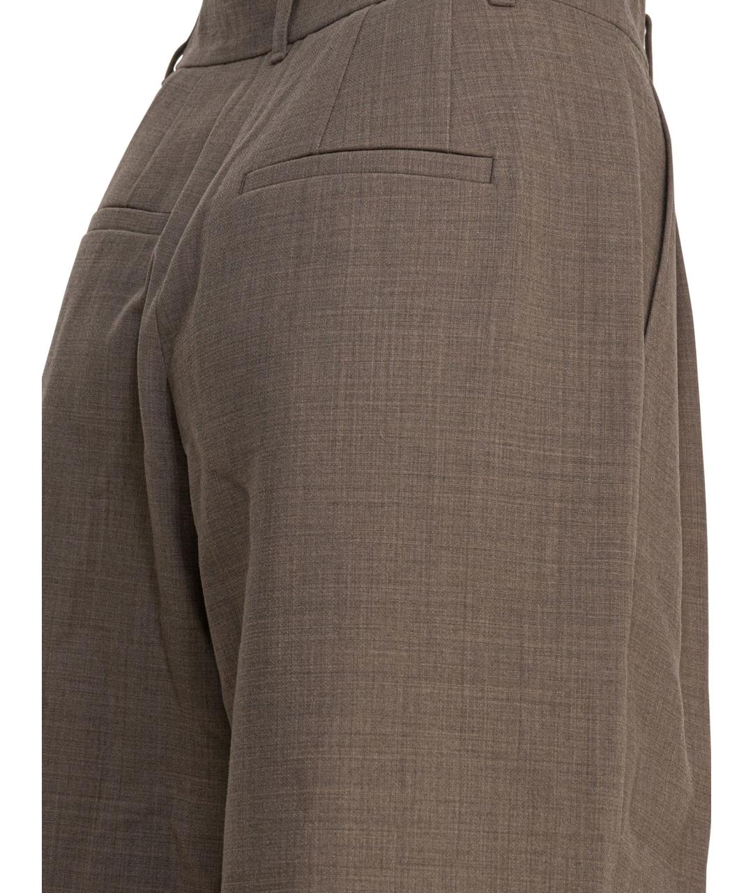 SANDBEIGE Бежевые шерстяные прямые брюки, фото 4
