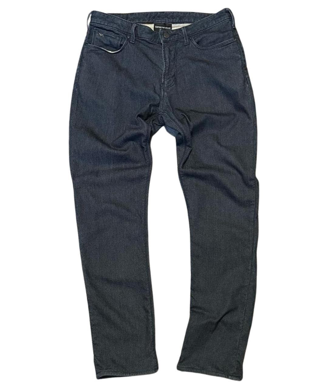 EMPORIO ARMANI Темно-синие хлопко-эластановые джинсы скинни, фото 1