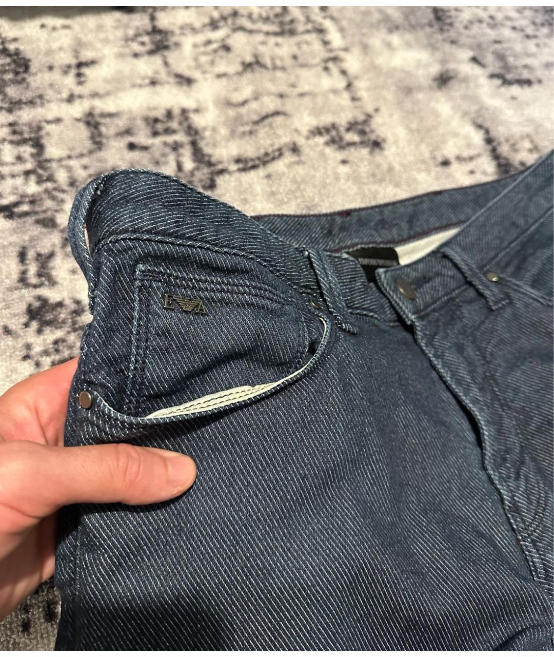 EMPORIO ARMANI Темно-синие хлопко-эластановые джинсы скинни, фото 3