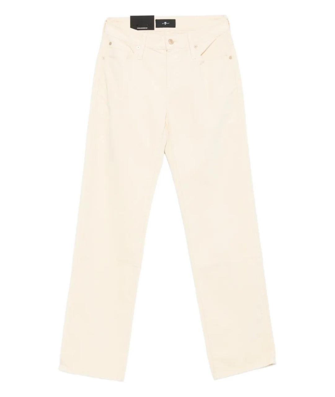 7 FOR ALL MANKIND Бежевые полиэстеровые прямые брюки, фото 1