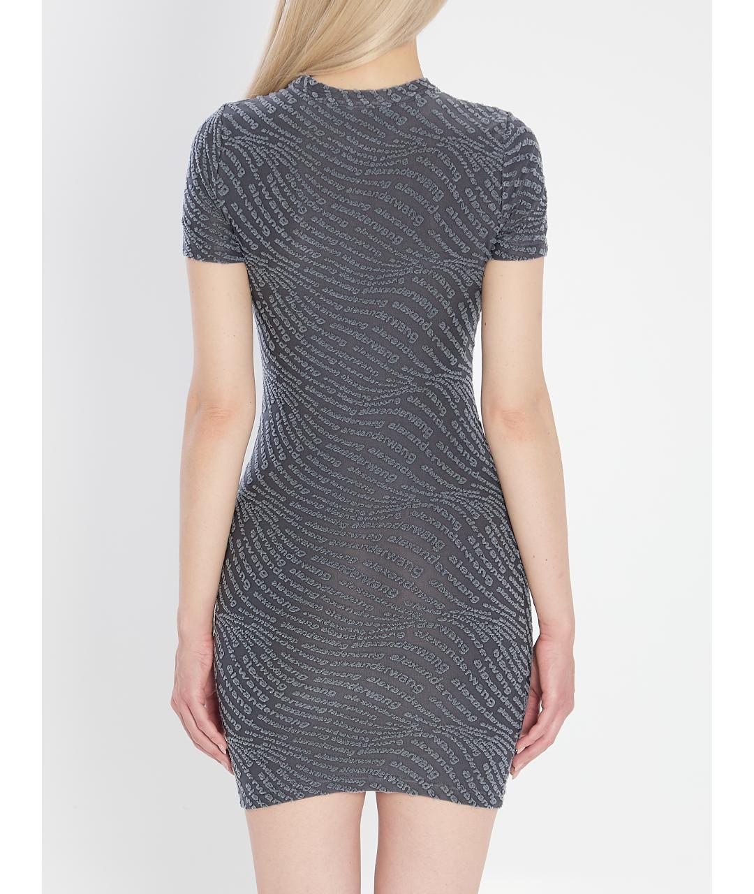T BY ALEXANDER WANG Серое полиэстеровое повседневное платье, фото 4