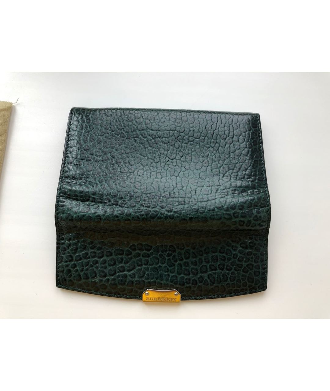 BURBERRY Зеленый кожаный кошелек, фото 3