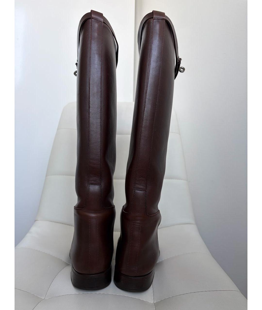 HERMES Коричневые кожаные сапоги, фото 3