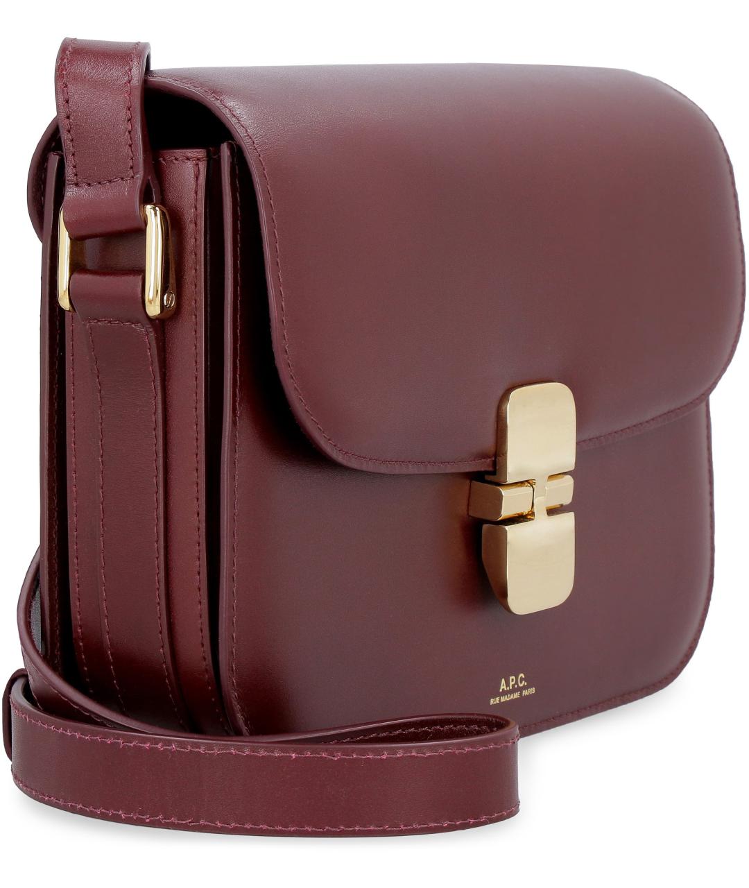 A.P.C. Бордовая кожаная сумка через плечо, фото 3