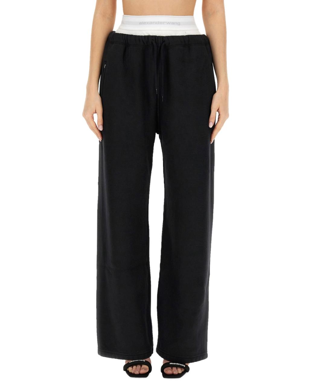 T BY ALEXANDER WANG Черные хлопковые прямые брюки, фото 1