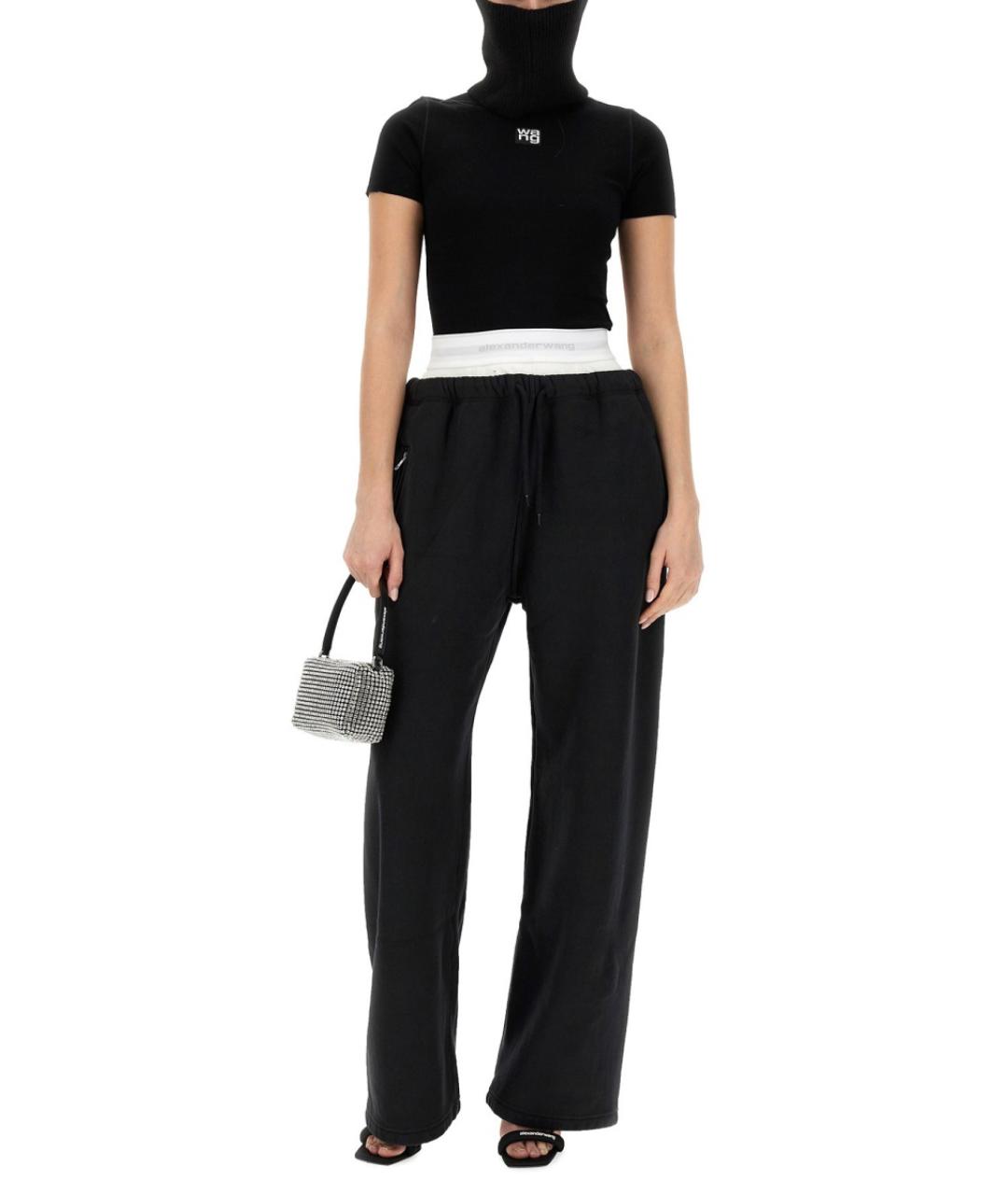 T BY ALEXANDER WANG Черные хлопковые прямые брюки, фото 4