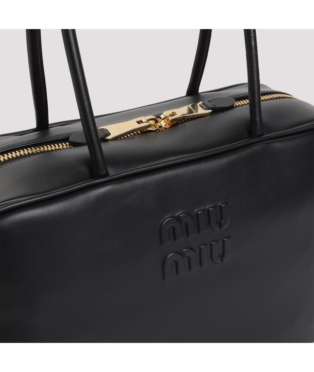 MIU MIU Черная кожаная сумка тоут, фото 5