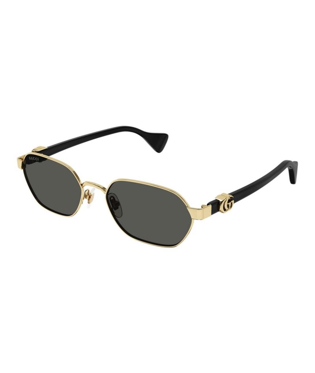 GUCCI Золотые металлические солнцезащитные очки, фото 1
