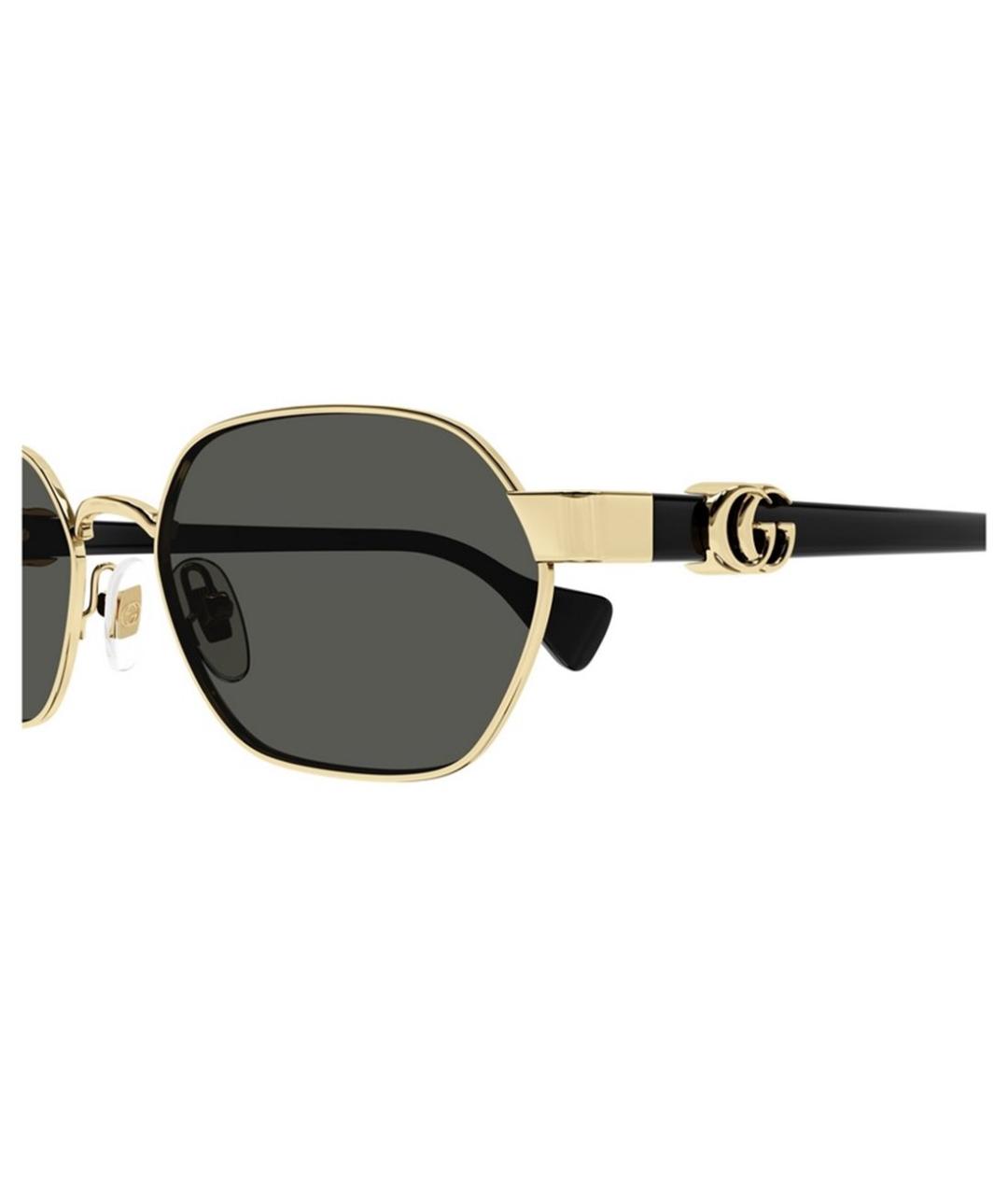 GUCCI Золотые металлические солнцезащитные очки, фото 3