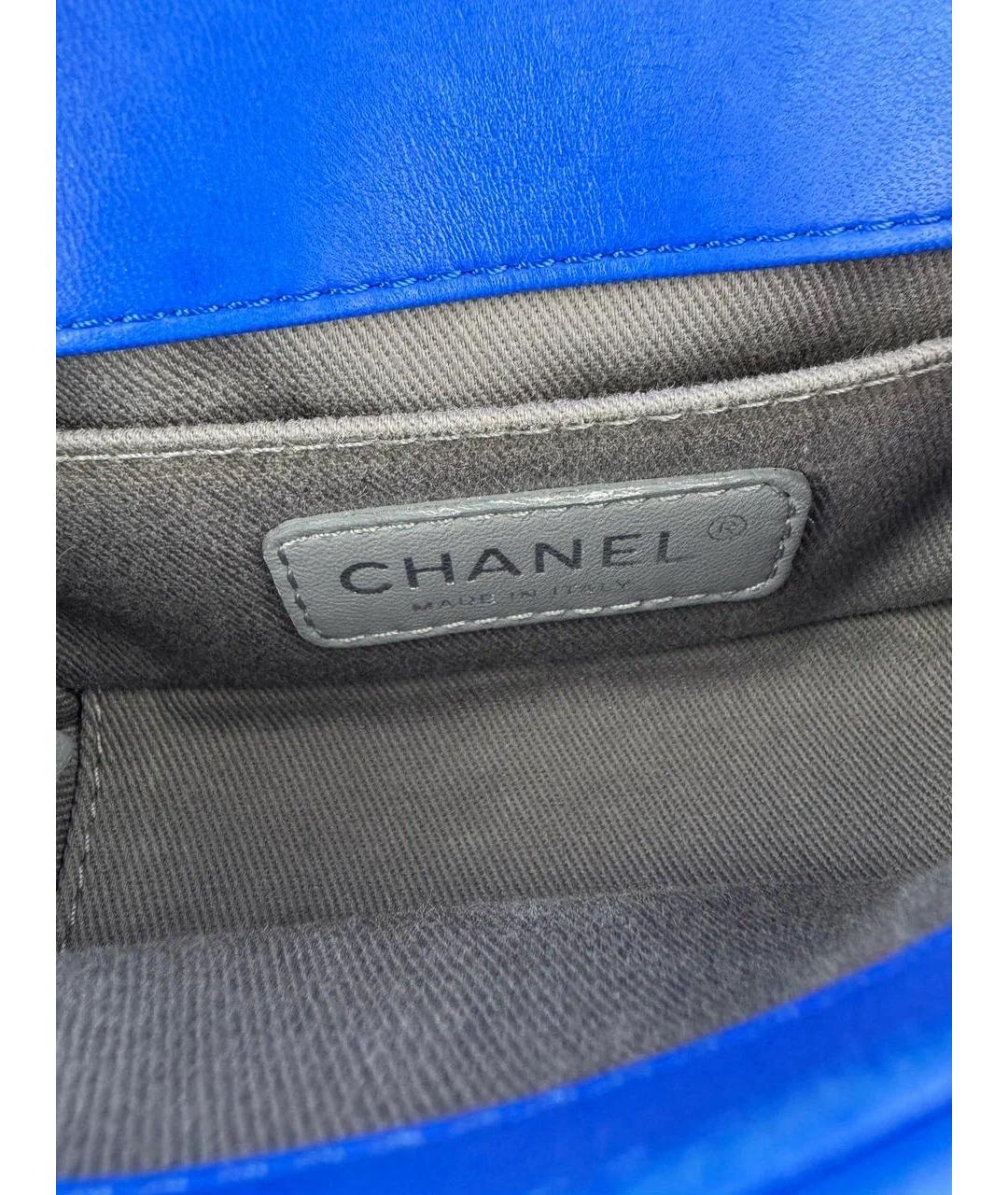 CHANEL Синяя бархатная сумка через плечо, фото 4