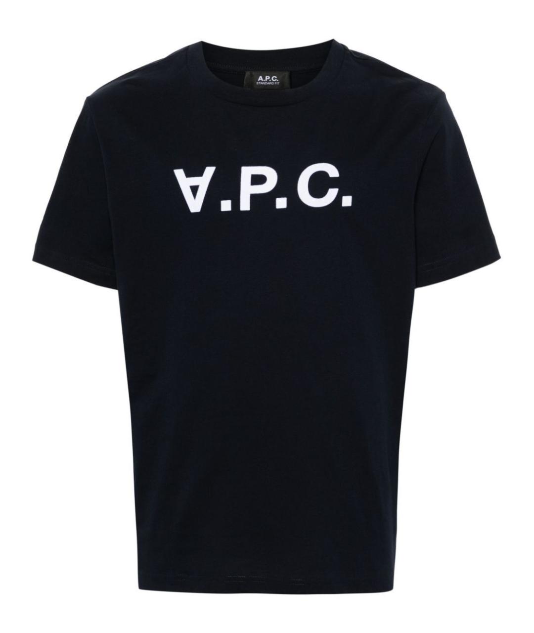 A.P.C. Темно-синяя хлопковая футболка, фото 1