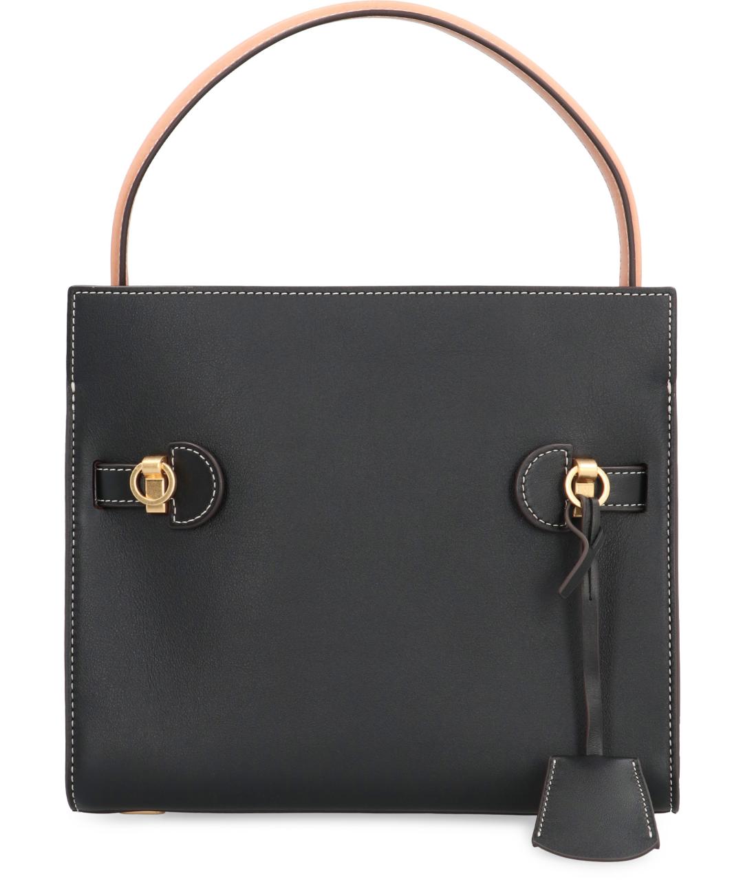 TORY BURCH Черная кожаная сумка с короткими ручками, фото 4
