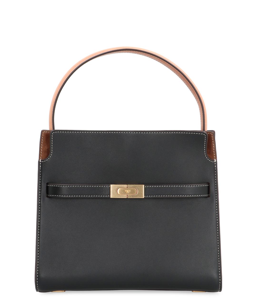 TORY BURCH Черная кожаная сумка с короткими ручками, фото 1