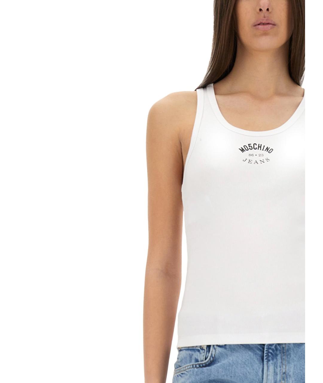 MOSCHINO JEANS Белая хлопковая майка, фото 4