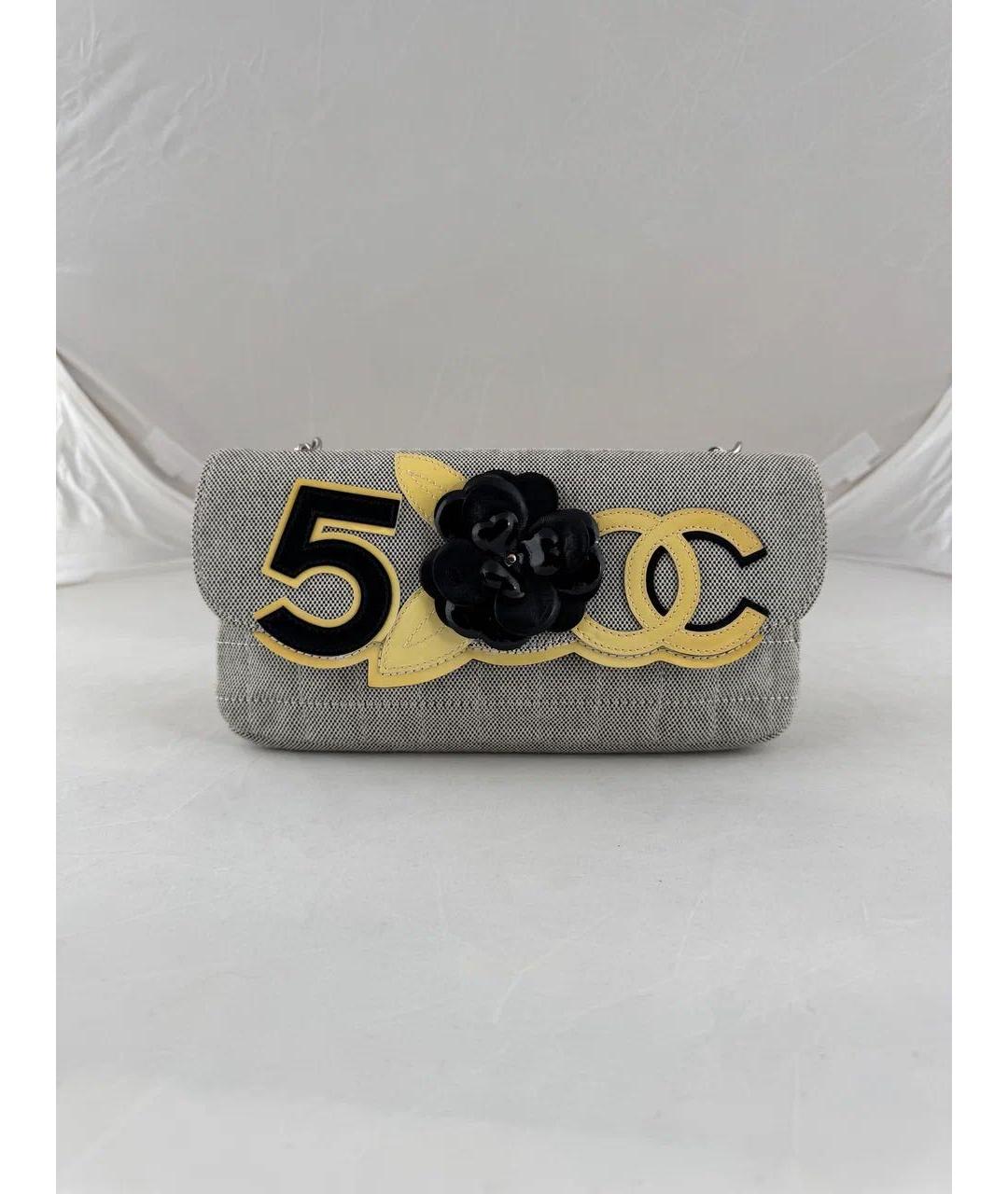 CHANEL Серая тканевая сумка через плечо, фото 6
