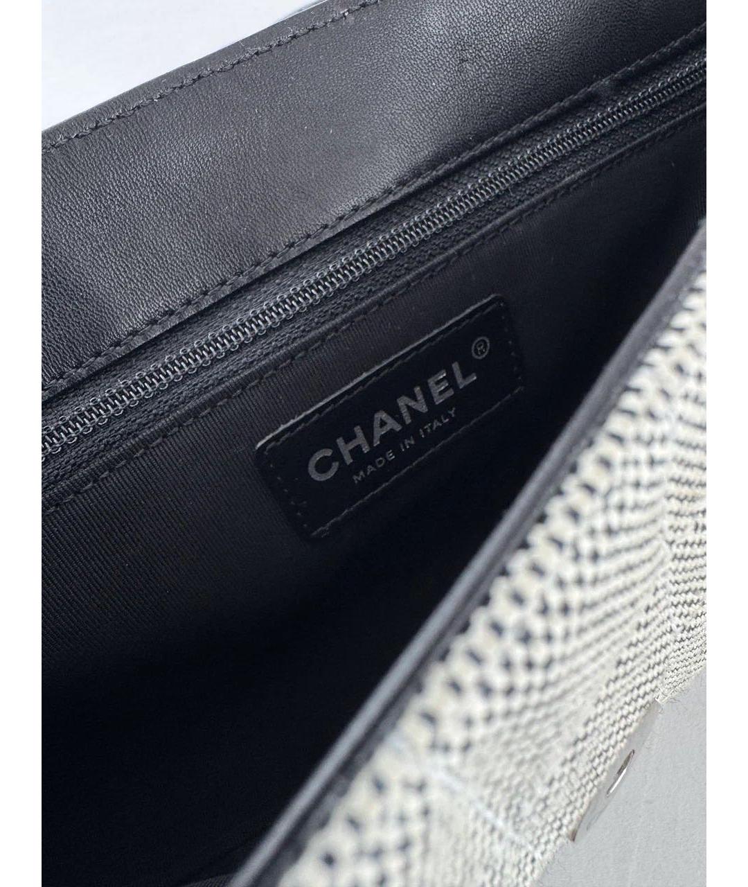 CHANEL Серая тканевая сумка через плечо, фото 4