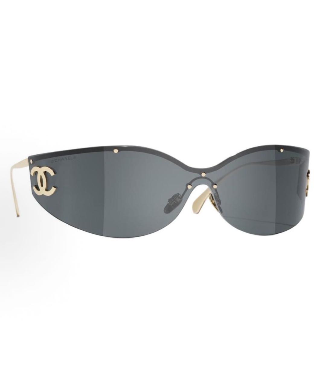 CHANEL Золотые металлические солнцезащитные очки, фото 9