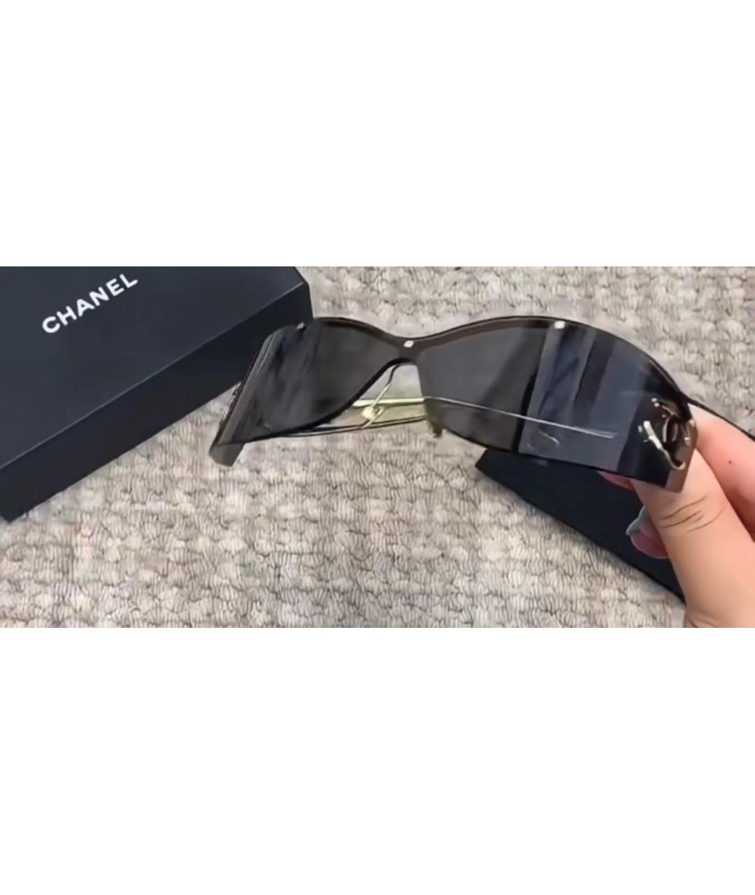 CHANEL Золотые металлические солнцезащитные очки, фото 4