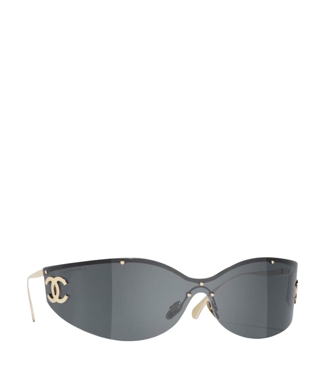 CHANEL Золотые металлические солнцезащитные очки, фото 1