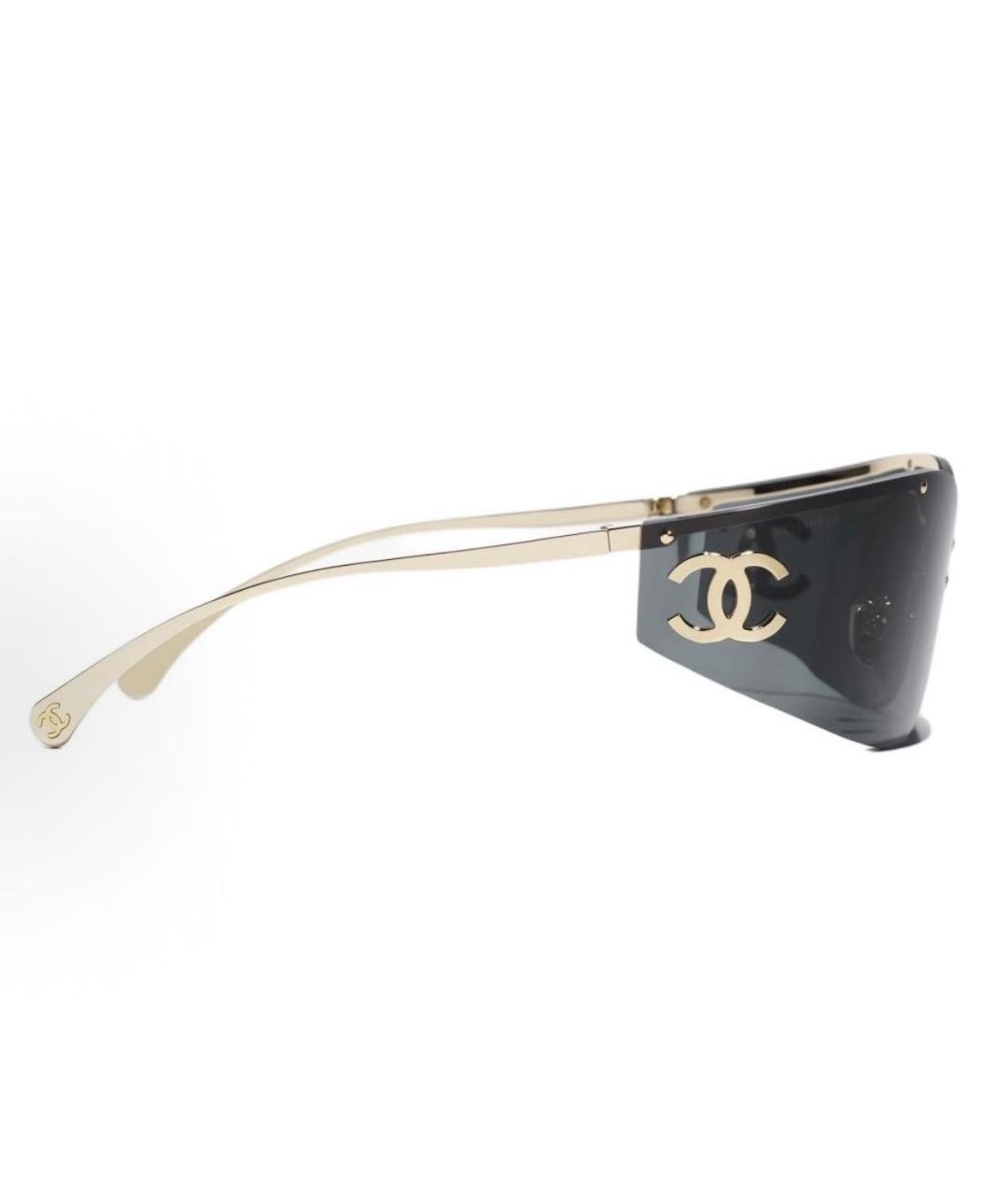 CHANEL Золотые металлические солнцезащитные очки, фото 3