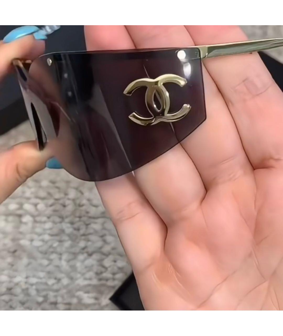 CHANEL Золотые металлические солнцезащитные очки, фото 5