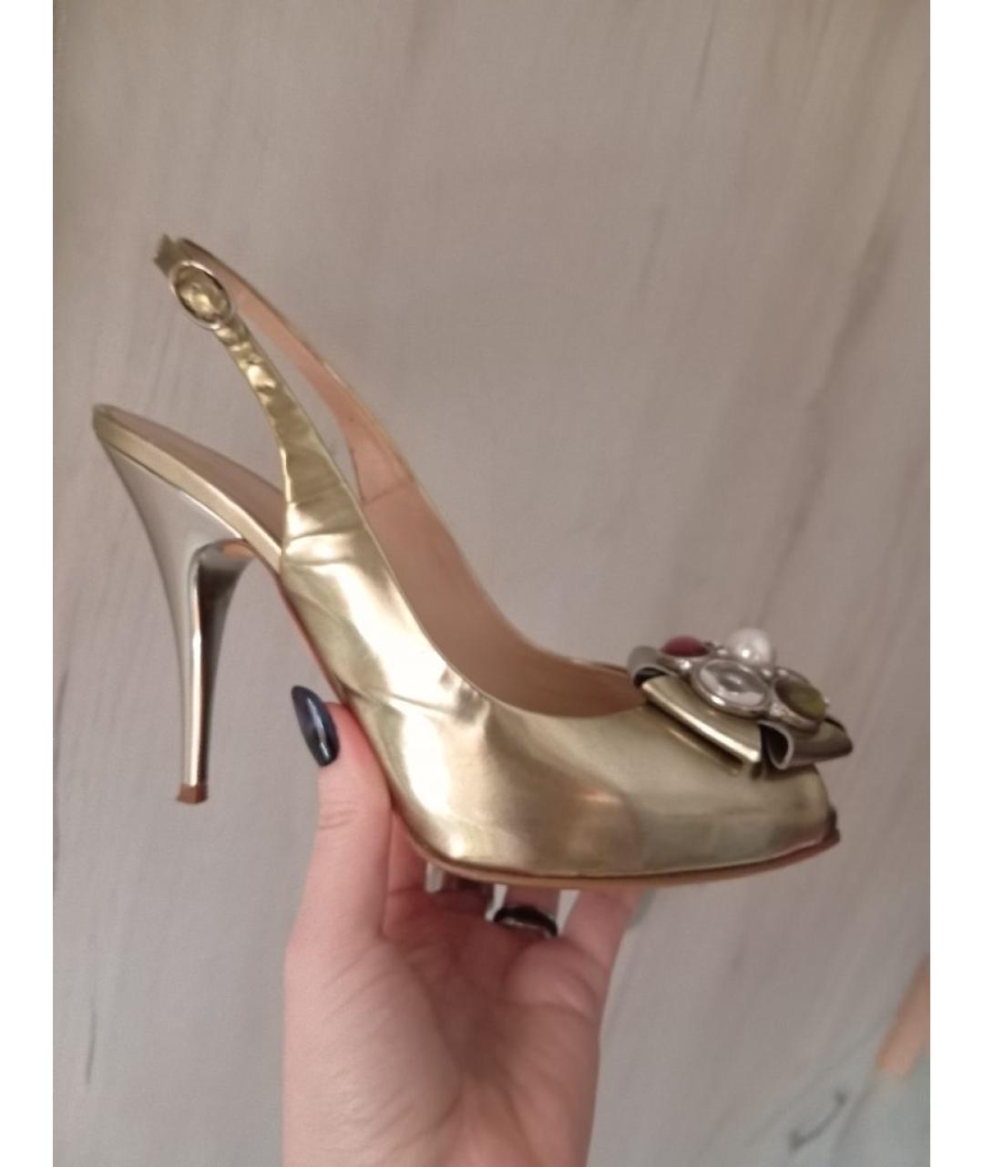GIUSEPPE ZANOTTI DESIGN Золотые кожаные босоножки, фото 5