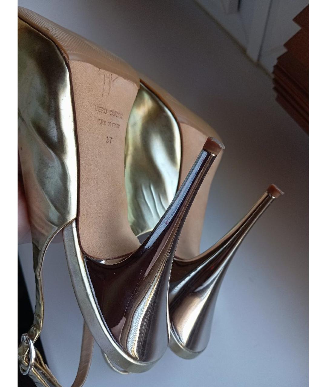 GIUSEPPE ZANOTTI DESIGN Золотые кожаные босоножки, фото 3
