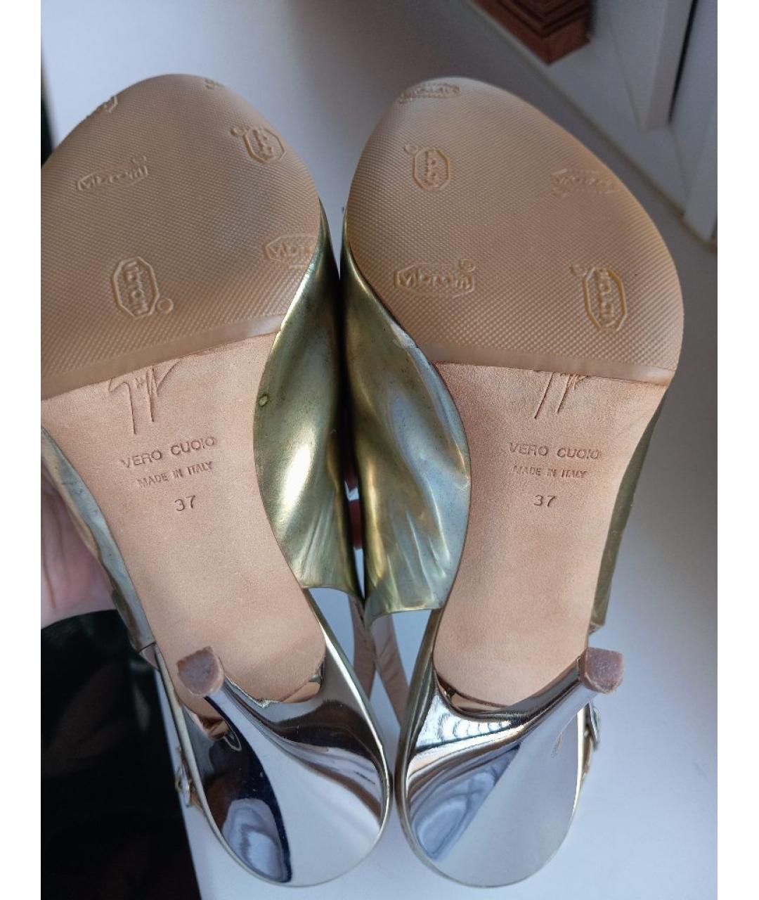 GIUSEPPE ZANOTTI DESIGN Золотые кожаные босоножки, фото 4