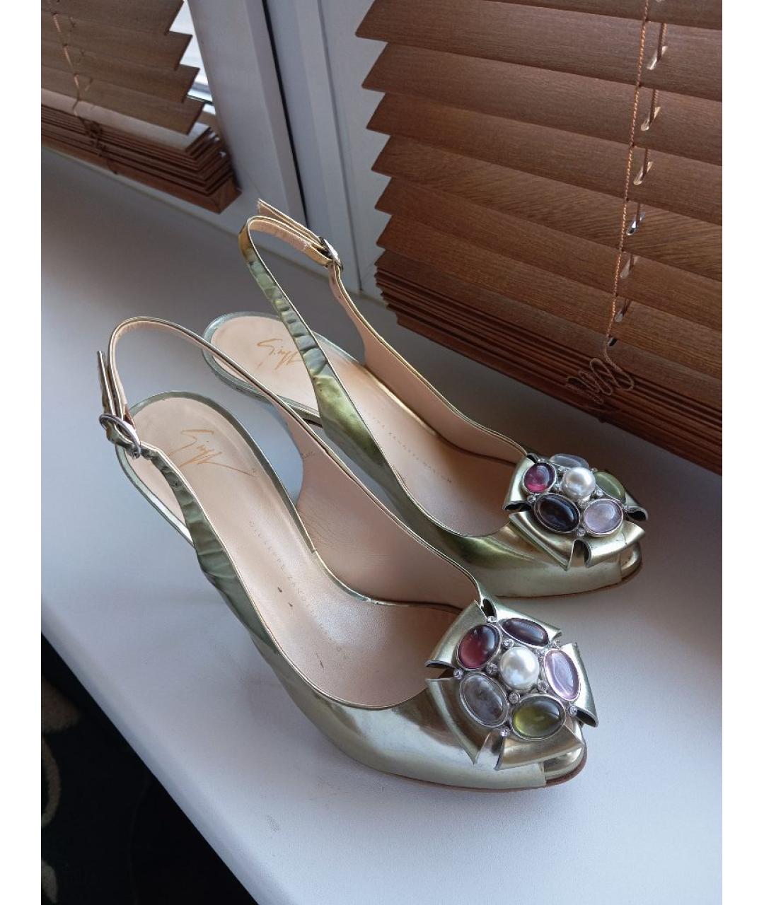 GIUSEPPE ZANOTTI DESIGN Золотые кожаные босоножки, фото 2