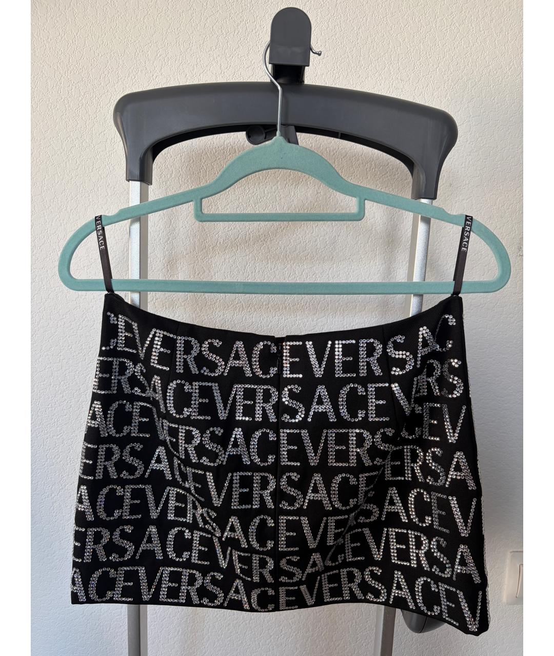 VERSACE Черная ацетатная юбка мини, фото 4