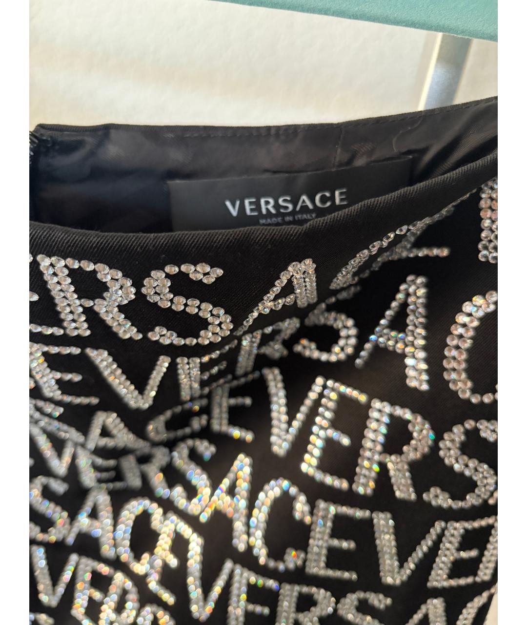 VERSACE Черная ацетатная юбка мини, фото 3