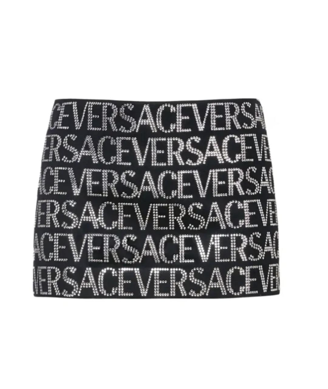 VERSACE Черная ацетатная юбка мини, фото 1