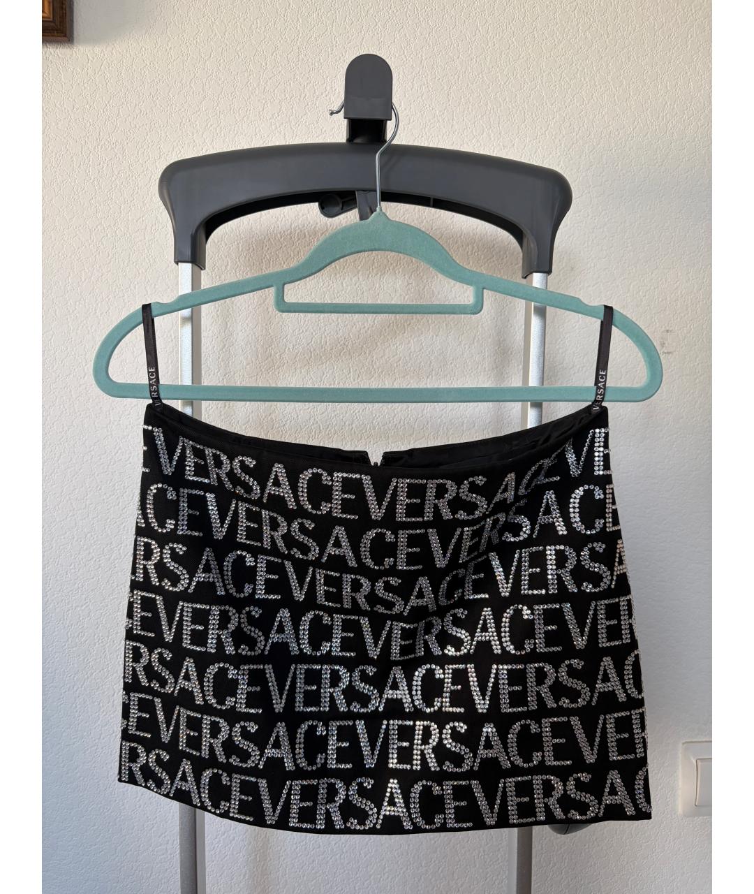 VERSACE Черная ацетатная юбка мини, фото 2